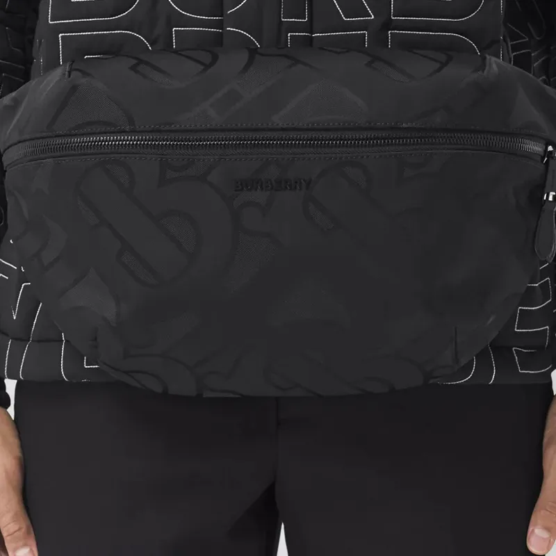Burberry Monogram Recycled Polyester Sunny Fanny Pack Men's Black-6