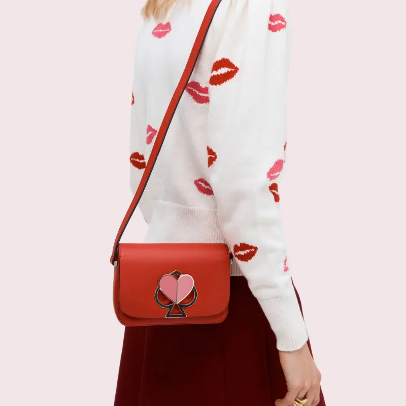 Kate Spade Nicola Leather Crossbody Bag Shoulder Bag Small Size Women's Red-4