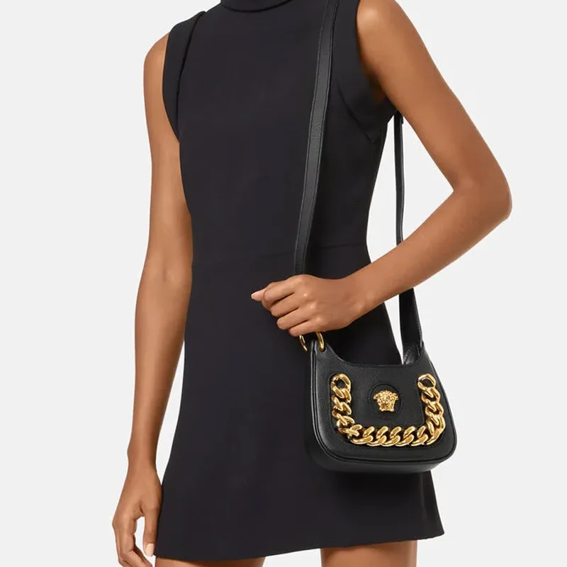 FANSIZHE Cow Leather Shoulder Bag Women's Black-6
