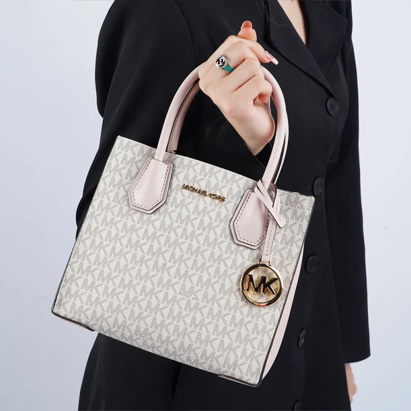 MICHAEL KORS Mercer Cow Leather Trunk Bag Handbag Shoulder Bag Crossbody Bag Medium Size Women's Cherry Blossom Pink-7
