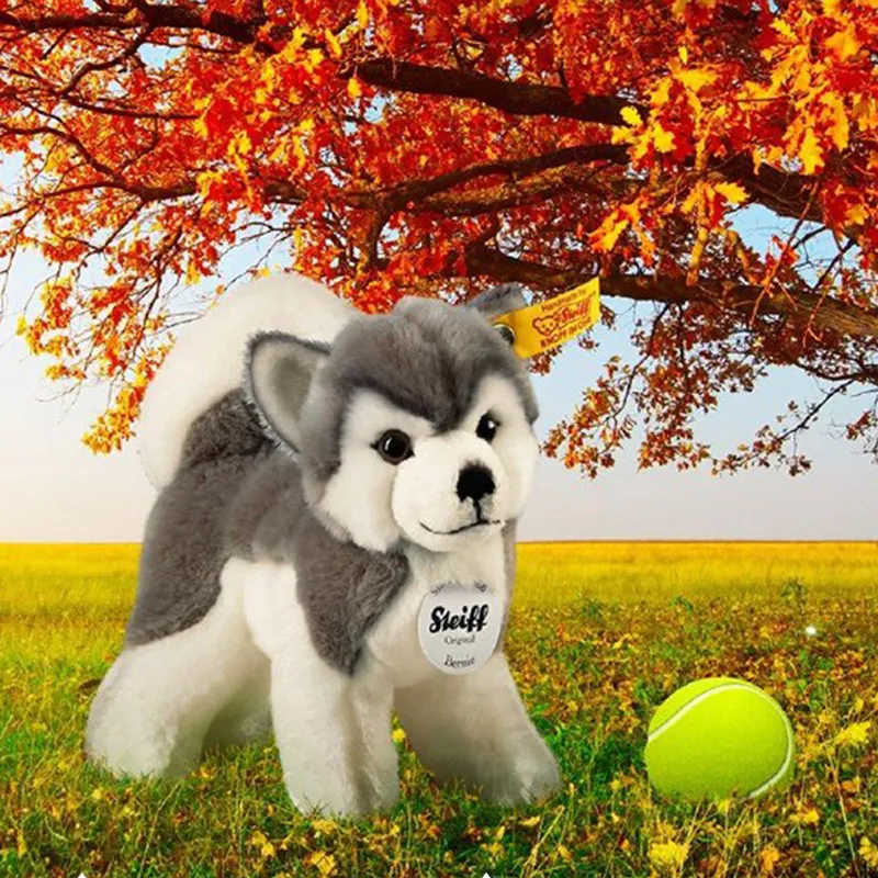 Steiff Bernie Husky Hound Gray Dolls Plush Doll 17cm Height-1