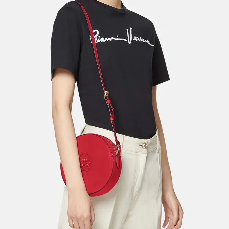 VERSACE La Medusa Leather Camera Bags Crossbody Bag Shoulder Bag Women's Red-3
