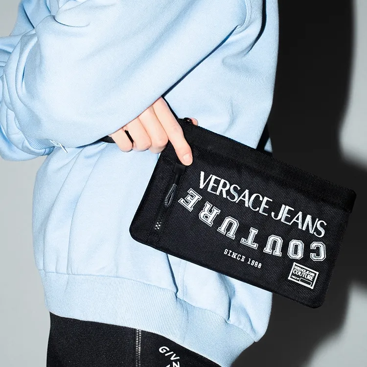 VERSACE JEANS COUTURE Polyester Clutch Medium Size Men's Black-4