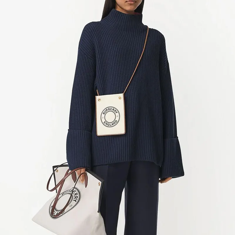 Burberry Pocket Bag Leather Tote Bag Shopping Bag Cell Phone Pouch Shoulder Bag Crossbody Bag Mini Women's White-4