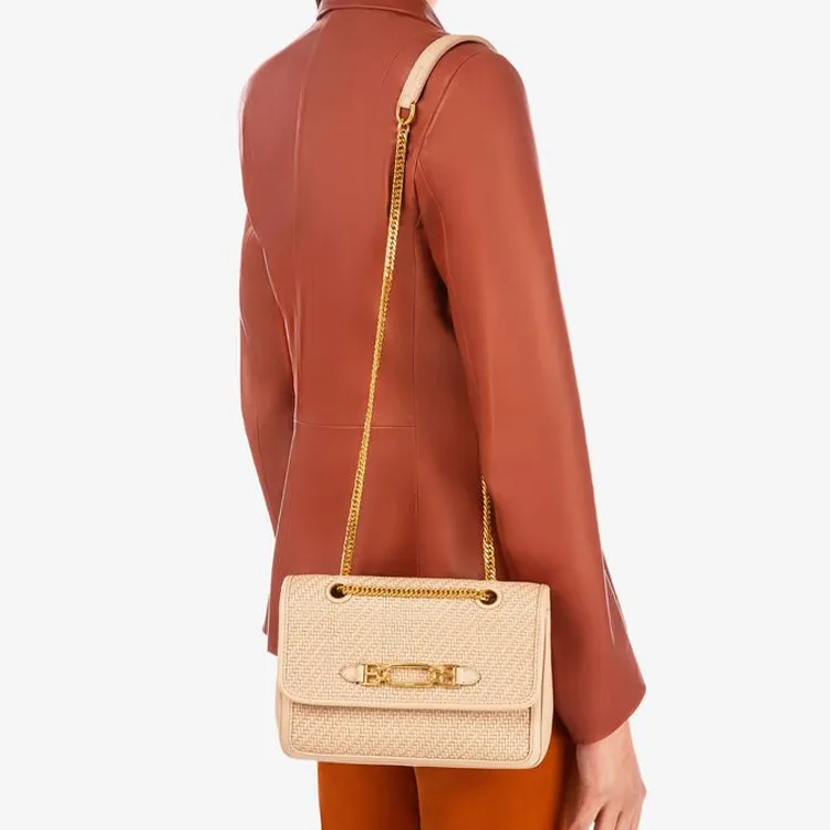 BALLY Vestige Leather Chain Bag Shoulder Bag Crossbody Bag Medium Size Women's Light Pink-3