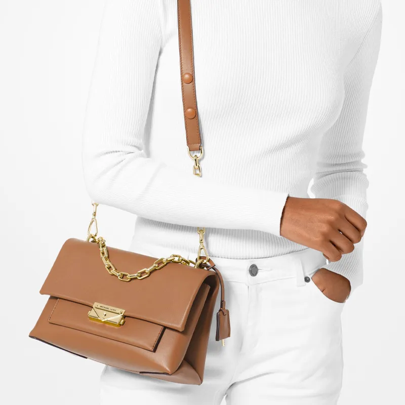 MICHAEL KORS Cece Cow Leather Shoulder Bag Crossbody Bag Medium Size Women's Brown-4