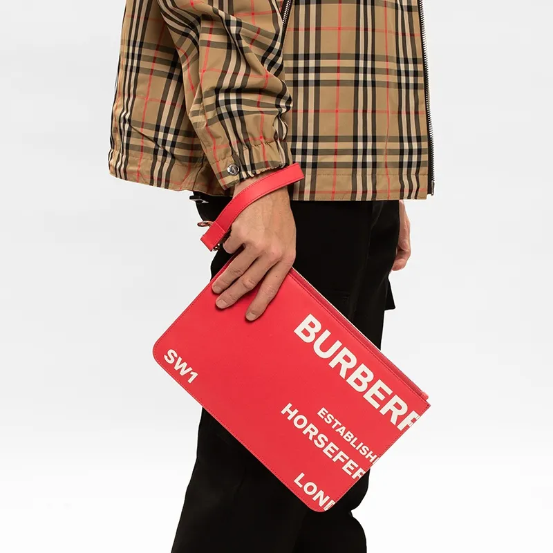 Burberry Leather Clutch Men's Red-4