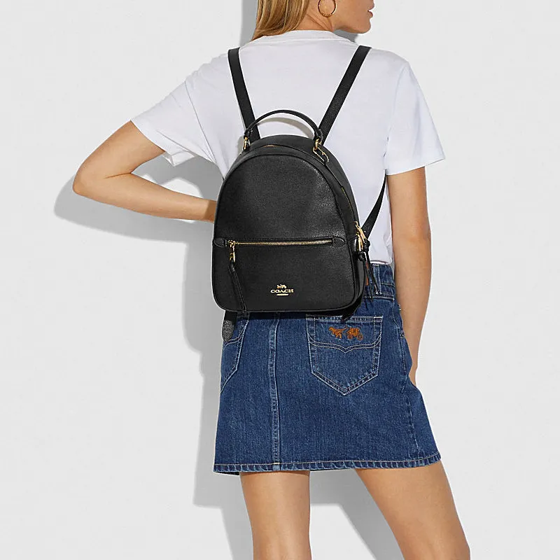 COACH Jordyn Coated Canvas Zip Closure Casual Backpack In Peacock Green Multicolor Large Size Women's Black-2