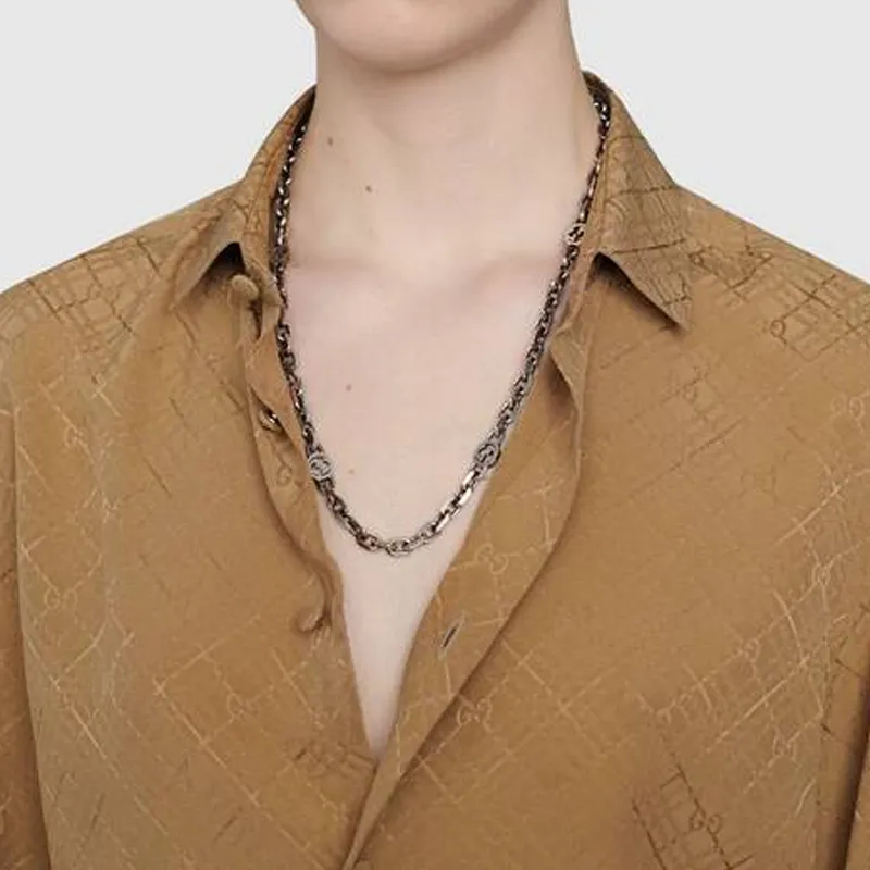 GUCCI Sterling Silver Interlocking G Necklace-9