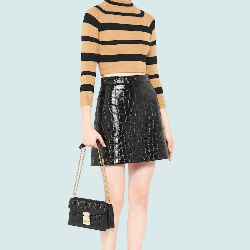 MIU MIU Confidential Sheepskin Envelope Bag, Crossbody Bag, Shoulder Bag Women's Black-3