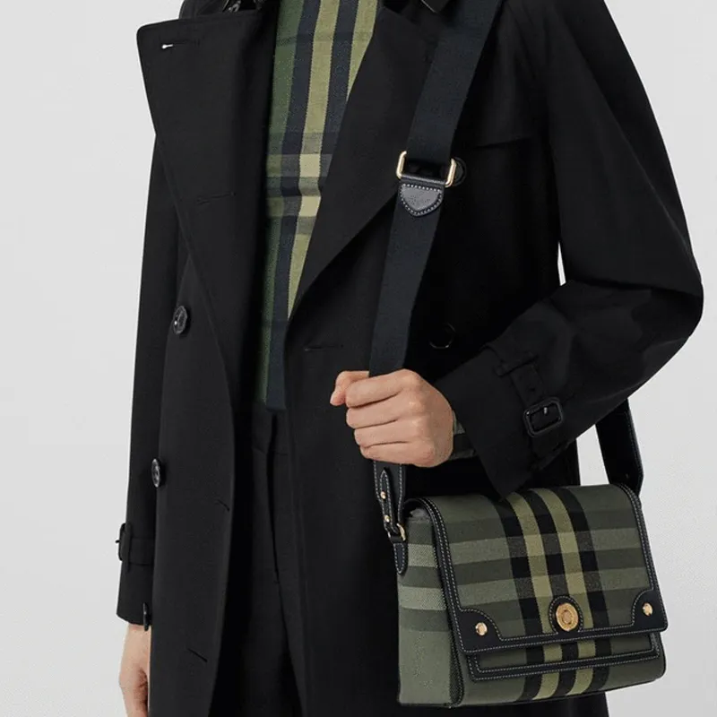 Burberry Canvas With Leather Messenger Bag, Canvas Bag, Shoulder Bag, Crossbody Bag Men's Green-4