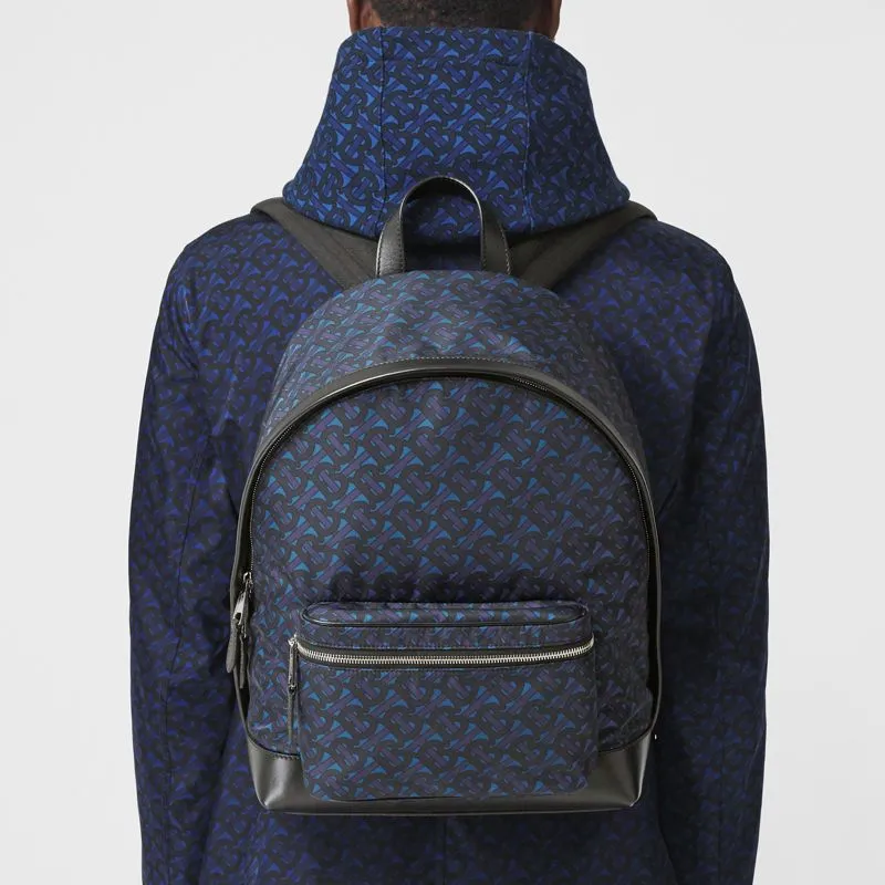 Burberry Cow Leather Backpack Men's Blue-4
