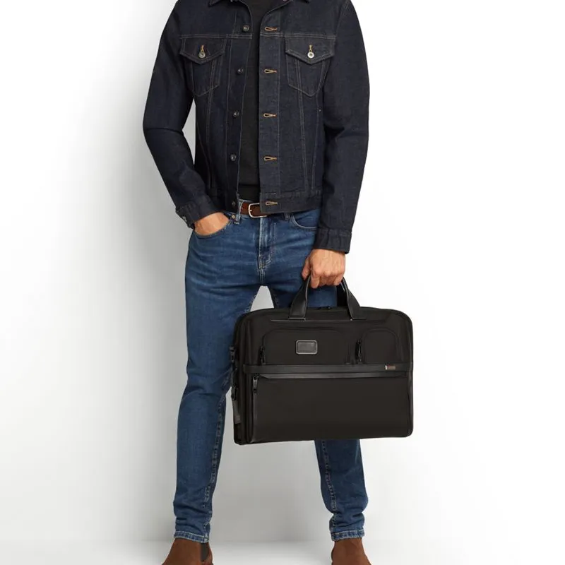 TUMI Alpha 3 Leather Laptop Bag Unisex Black-5