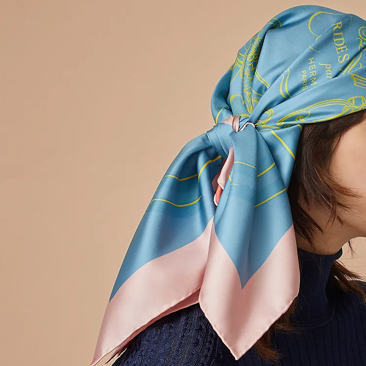 HERMES Silk Scarves Unisex Pink-3