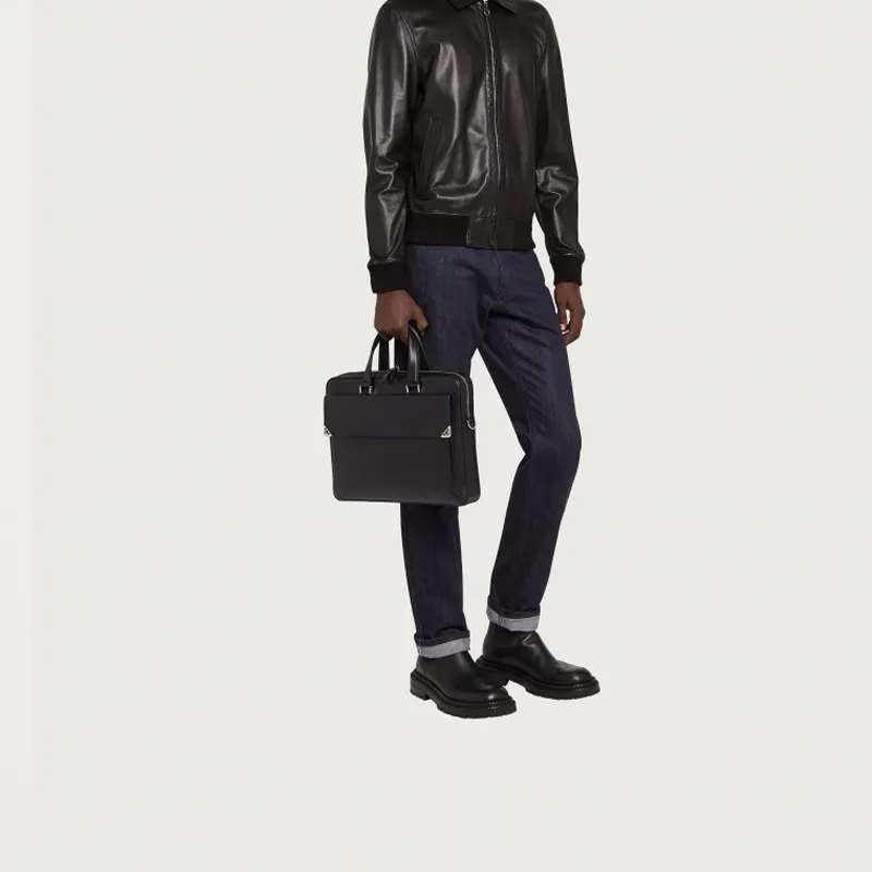 FERRAGAMO Leather Briefcases Men's Black-5