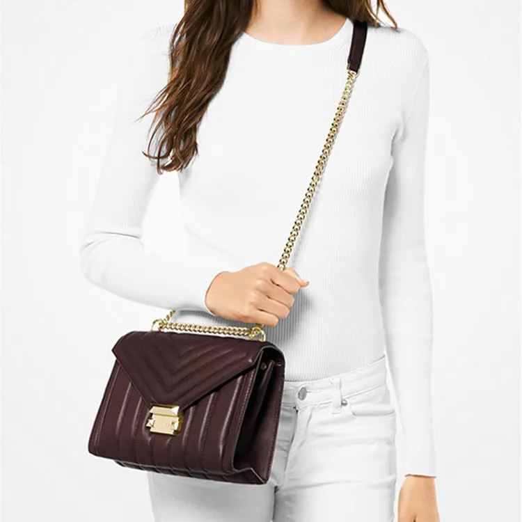 MICHAEL KORS Whitney Sheepskin Envelope Bag Shoulder Bag Crossbody Bag Large Size Women's Dark Burgundy-3
