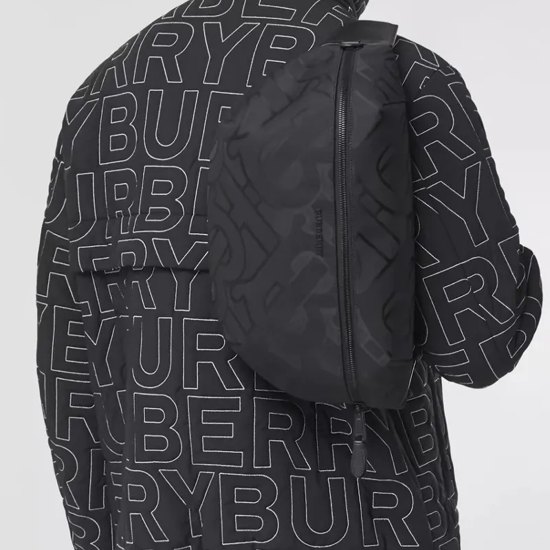 Burberry Monogram Recycled Polyester Sunny Fanny Pack Men's Black-7