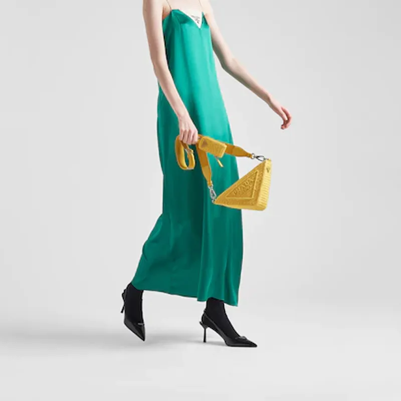 PRADA Triangle Fabric Shoulder Bag Crossbody Bag Yellow-7