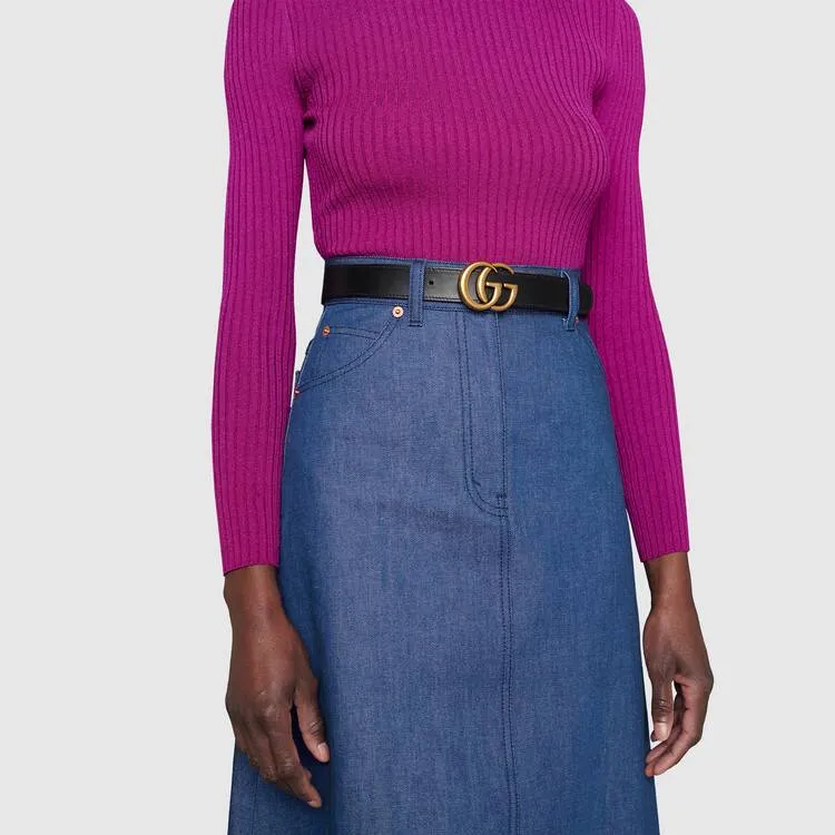 GUCCI Gg Marmont Reversible Belt Gg Supreme-4