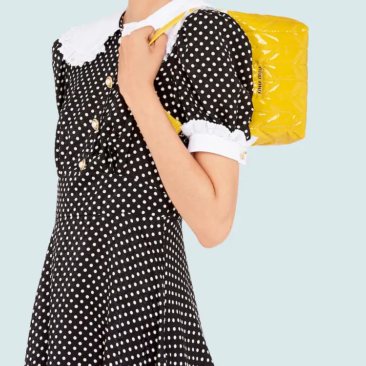 MIU MIU Maritime Leather Shoulder Bag Handbag Shoulder Bag Women's Yellow-3