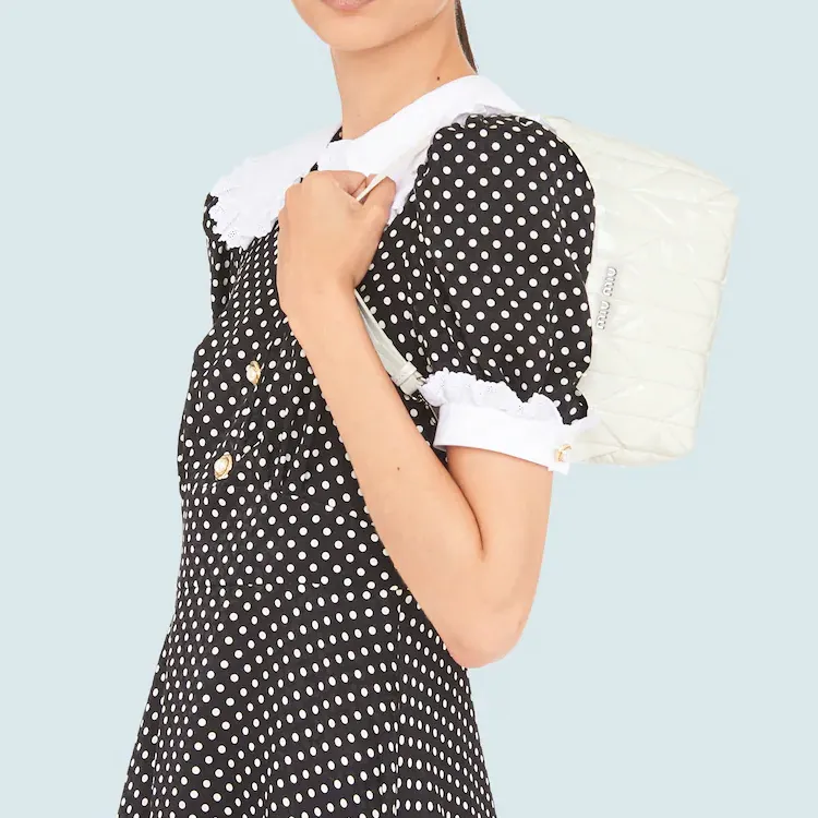 MIU MIU MaritimeSpirit Leather Portable Handbag Shoulder Bag Mini Women's White-4