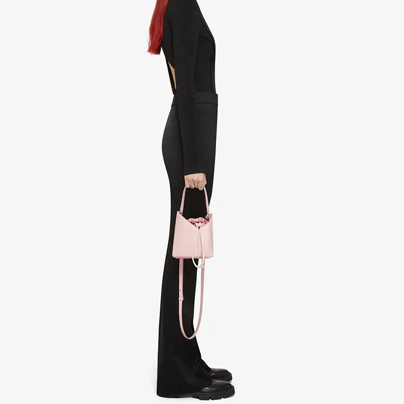 GIVENCHY Cut out Smooth Cow Leather Bucket Bag, Shoulder Bag, Handbag Mini Women's Light Pink-6
