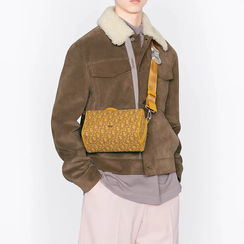 DIOR Lingot Cow Leather Cylinder Bag, Handbag, Shoulder Bag, Crossbody Bag Regular Men's Gold-5