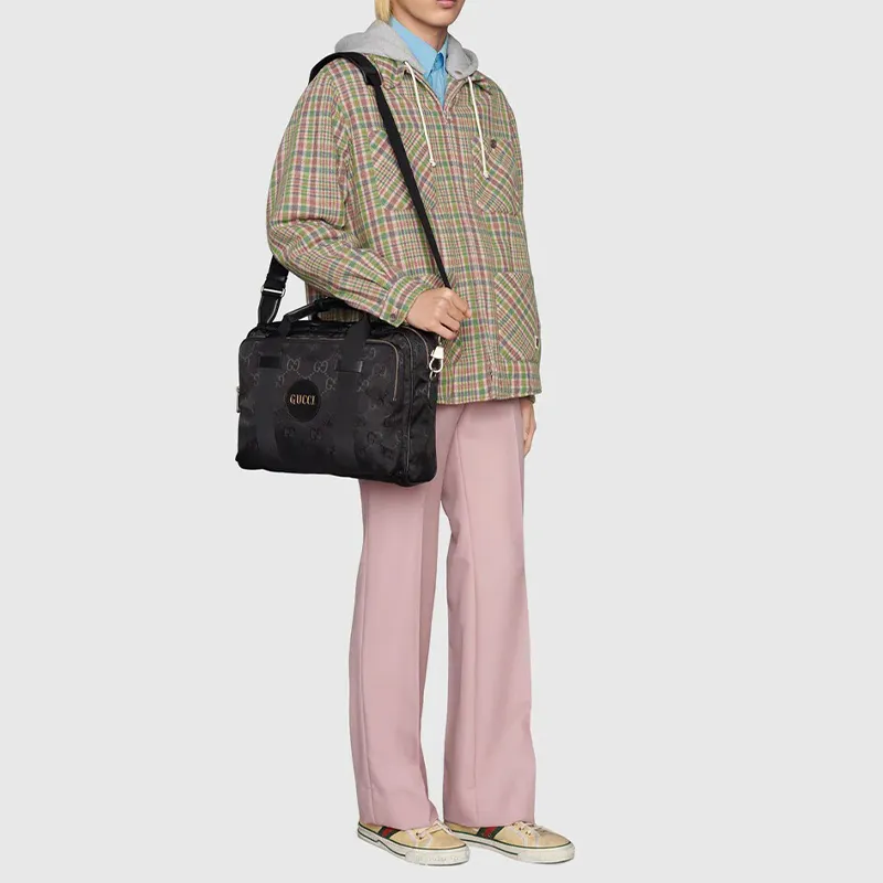 GUCCI Off The Grid Nylon Briefcase, Portable Crossbody Bag, Shoulder Bag Men's Black-10