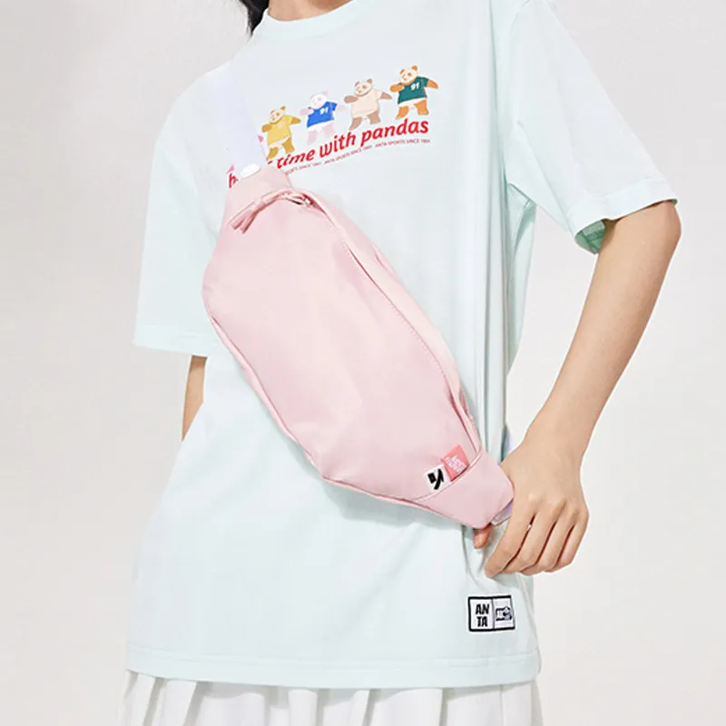 Anta Mr. Friendly Cookie Collaboration Fabric Fanny Pack Regular Unisex Apricot Pink-5