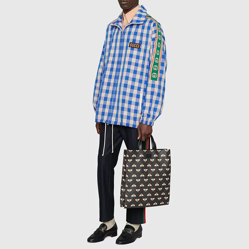 GUCCI Leather Tote Bag Shopping Bag Handbag Men's Black-8