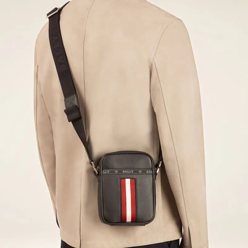 BALLY Leather Shoulder Bag, Crossbody Bag Regular Men's Black-7