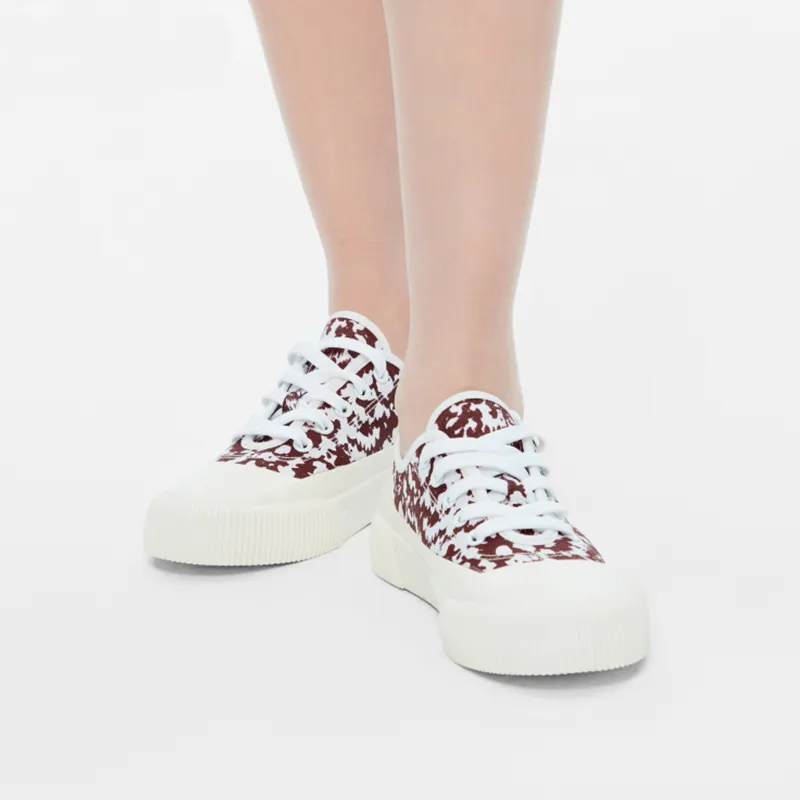 AIGLE Rubber Low-Top Skateboard Shoes Women's Red White-3