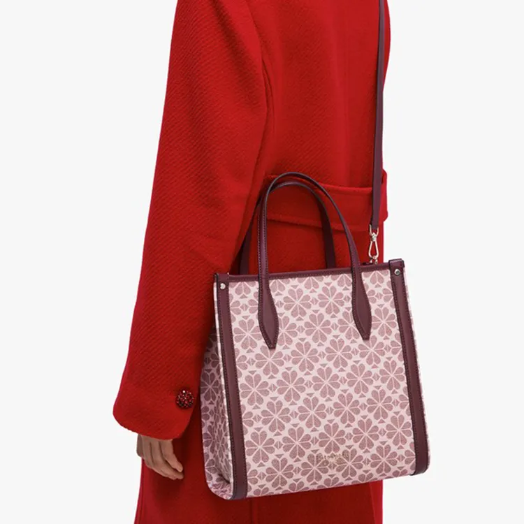 Kate Spade Artificial Leather Tote Bag Shopping Bag Handbag Medium Size Women's Red Brown-4
