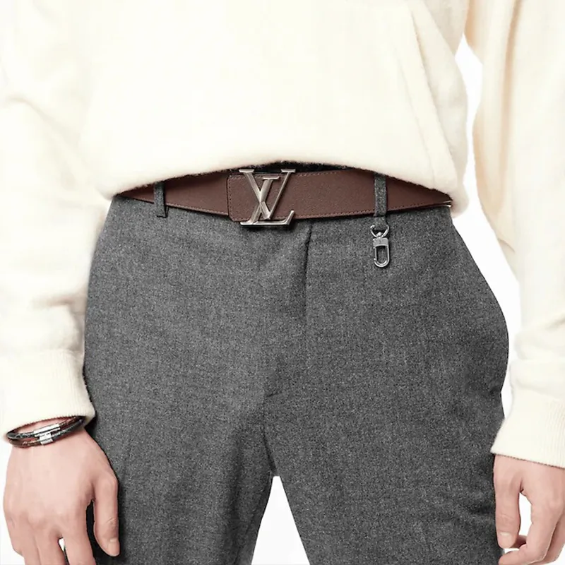 LOUIS VUITTON Double-Sided Pin Buckle Cow Leather Leather Belts Men's Black/Brown Width: 4cm-2