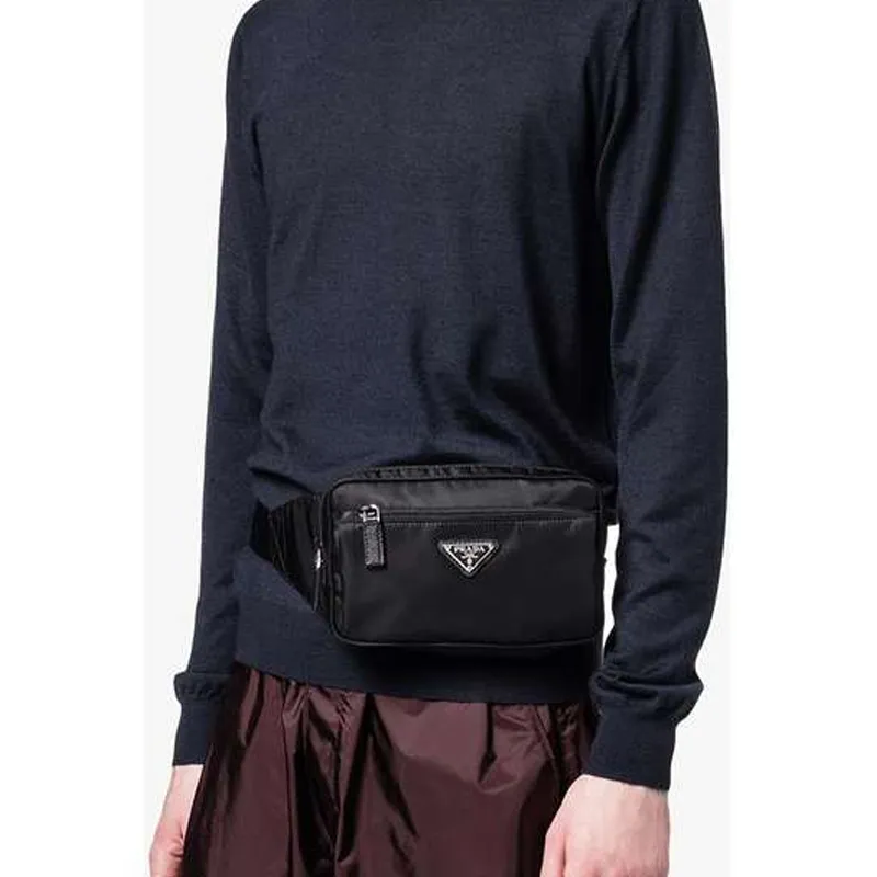 PRADA Nylon Fanny Pack Unisex Black-5