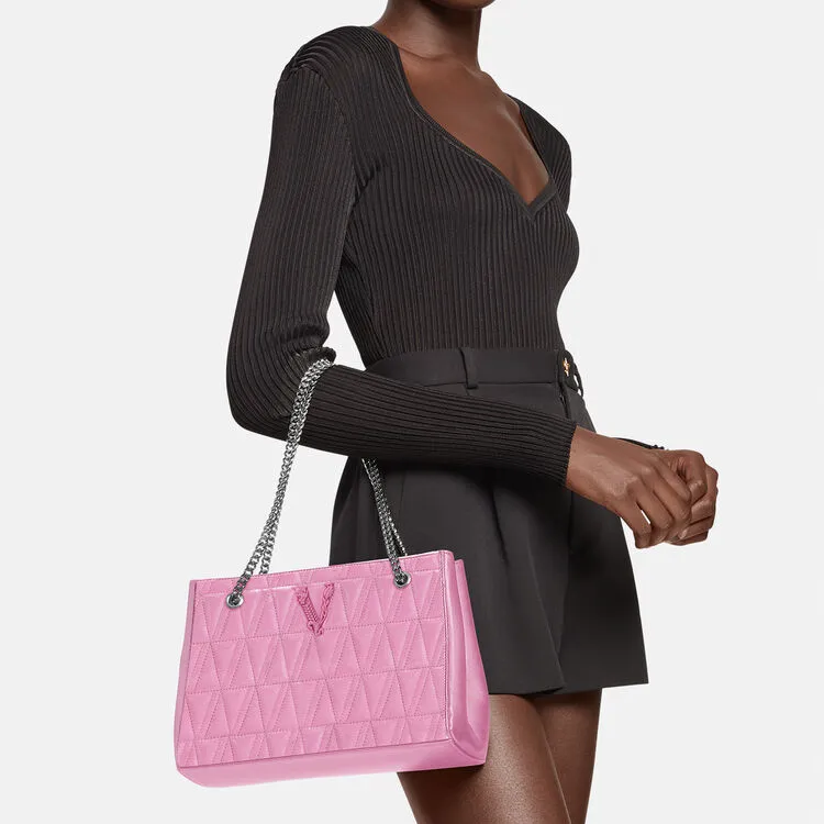 VERSACE VERSACE Leather Tote Bag Shopping Bag Chain Bag Handbag Shoulder Bag Women's Bright Pink-3