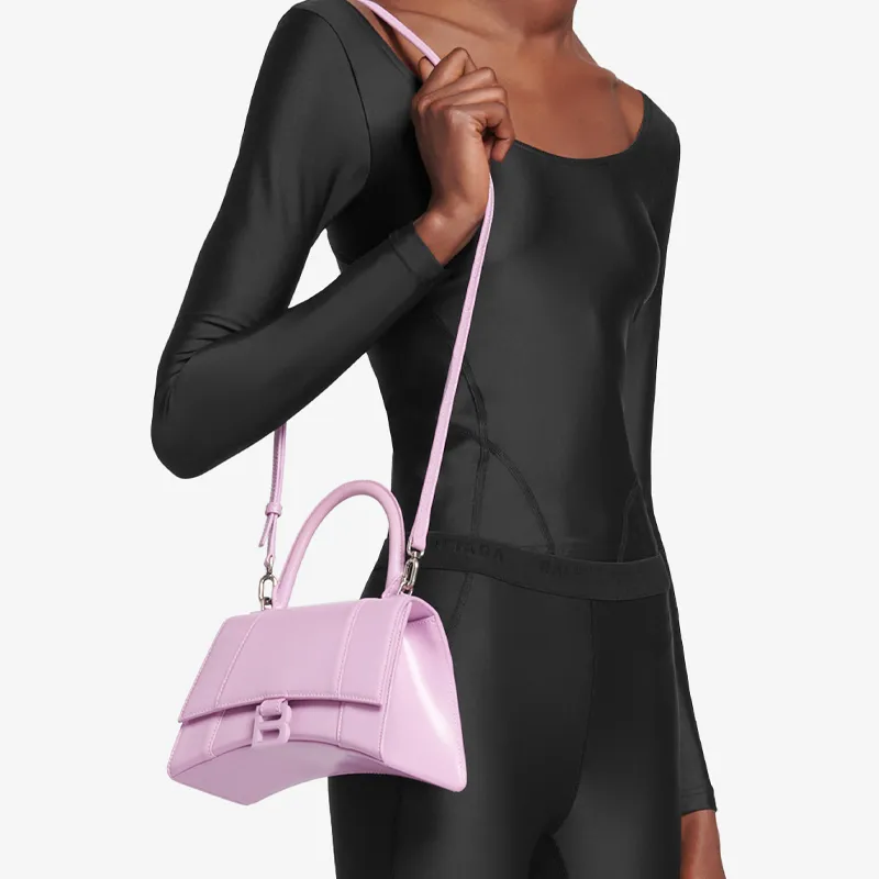 Balenciaga Hourglass Cow Leather Crossbody One Shoulder Handbags Women's Light Pink-5