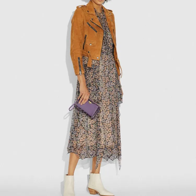 COACH Dreamer Snake Skin Pattern Leather Clutch Wrist Bag Pochette Handbag Regular Women's Mixed Lavender Purple-2