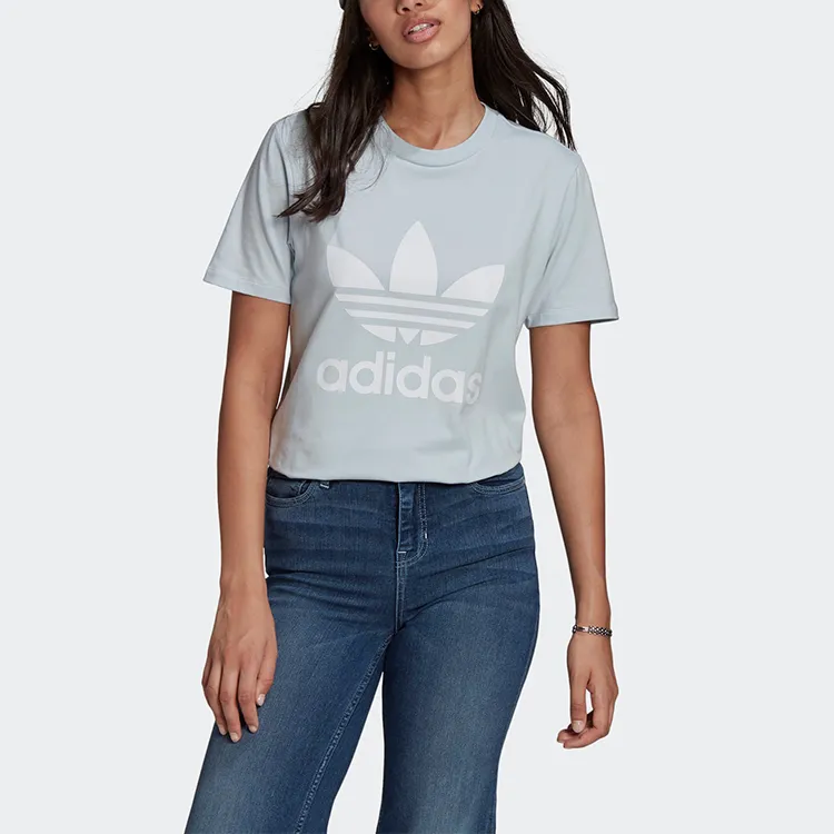 Adidas Originals Set in Sleeve T Shirt Women's Light Blue-1