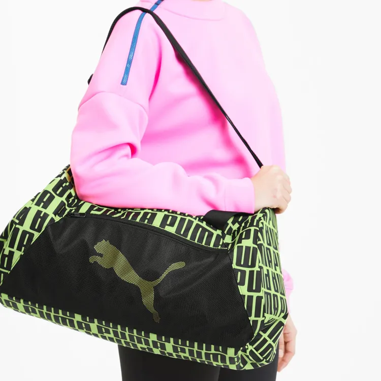 PUMA Nylon Fabric Gym Bag Handbag Regular Unisex Black/Neon Green-2