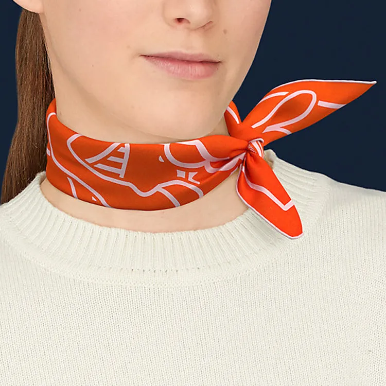 HERMES Silk Scarves Women's Vermilion/Pink-1