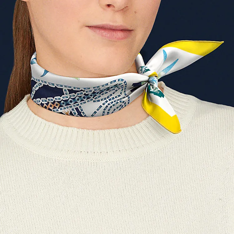 HERMES Silk Scarves Women's Bright Yellow/White/Multicolor-1
