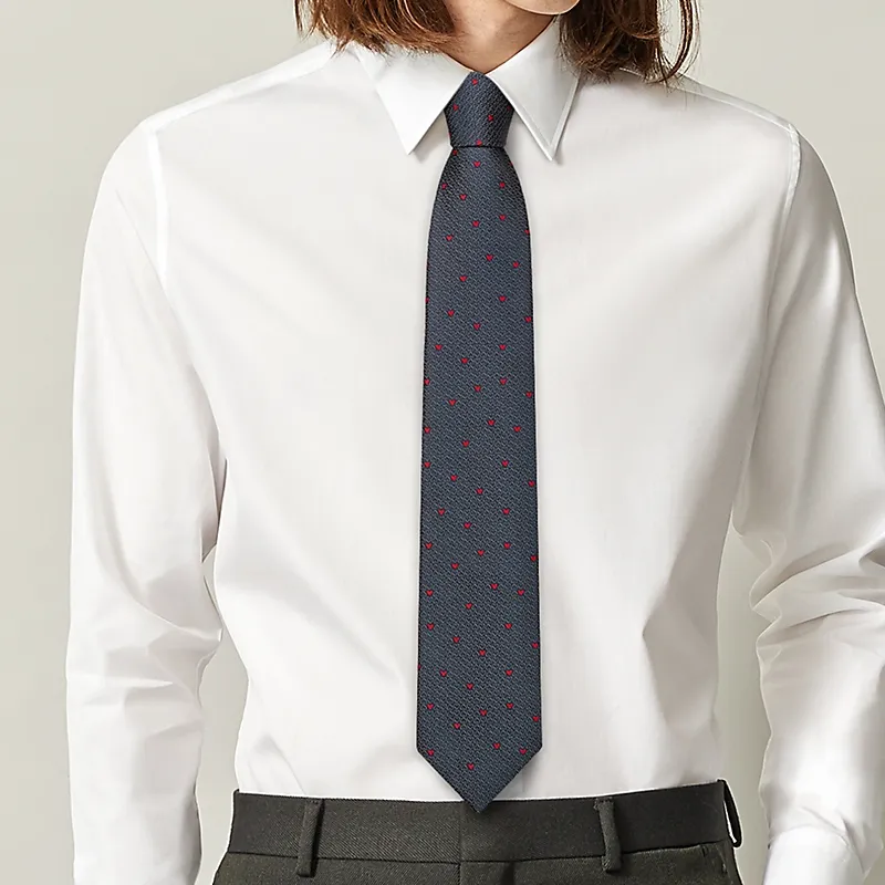 HERMES Darling Ties Men Dark Marine Blue/True Red-1