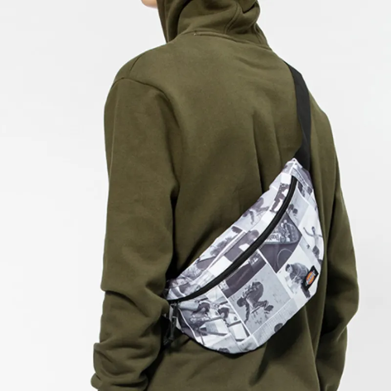 Dickies Polyurethane Fanny Pack Sling Bag Dumpling Bag Crossbody Bag Regular Unisex Black White Mixed Color-6