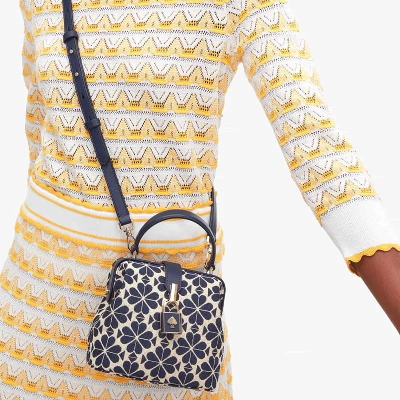 Kate Spade Canvas Canvas Bag Doctor Bag Handbag Shoulder Bag Crossbody Bag Small Size Women's Blue White-3