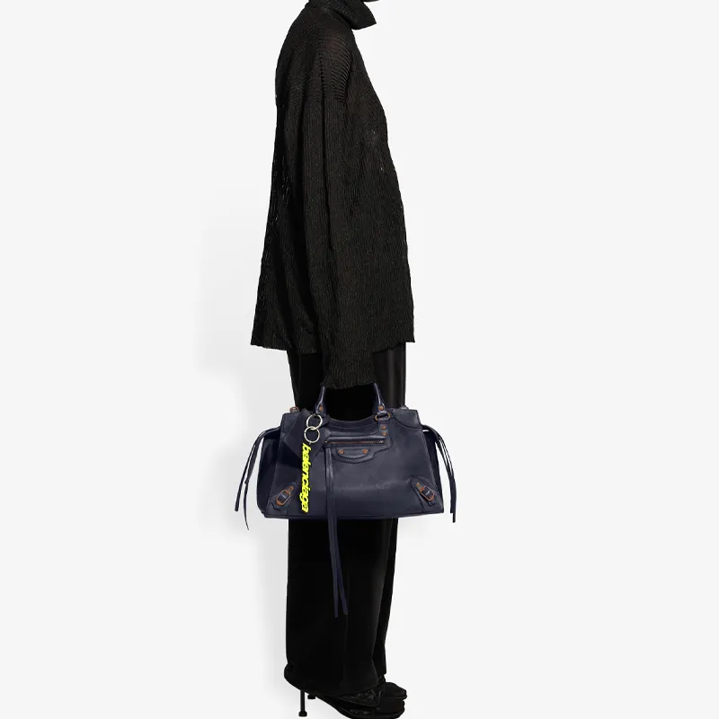 Balenciaga Neo Classic Cow Leather One Shoulder Handbags Regular Men's Dark Blue-5