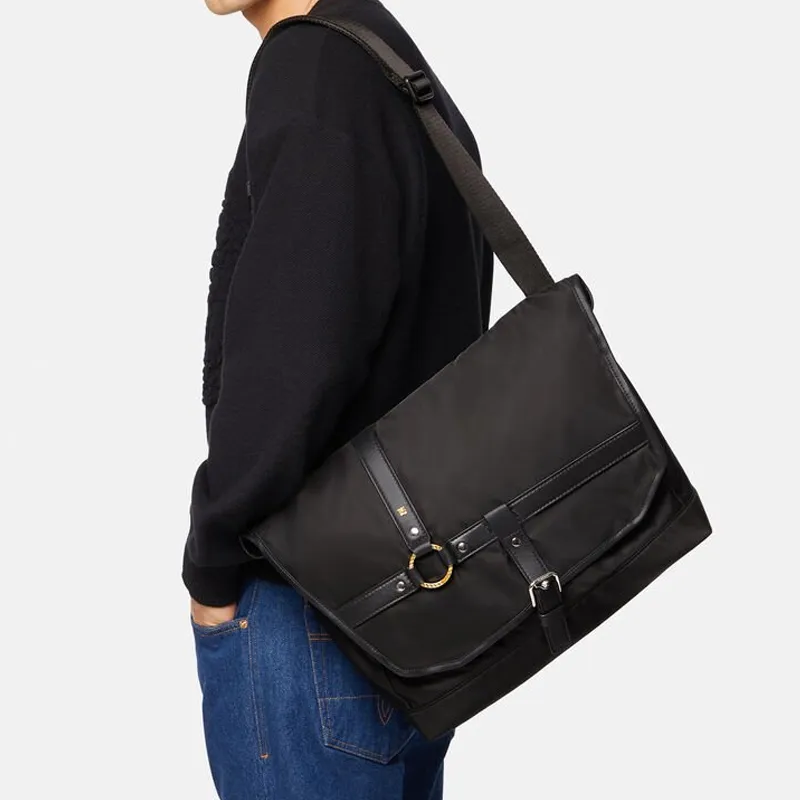 FANSIZHE Bondage Leather Shoulder Bag Men's Black-3