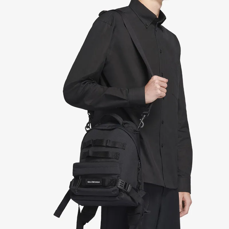 Balenciaga Army Nylon Fabric Backpack Trumpets Men's Black-5