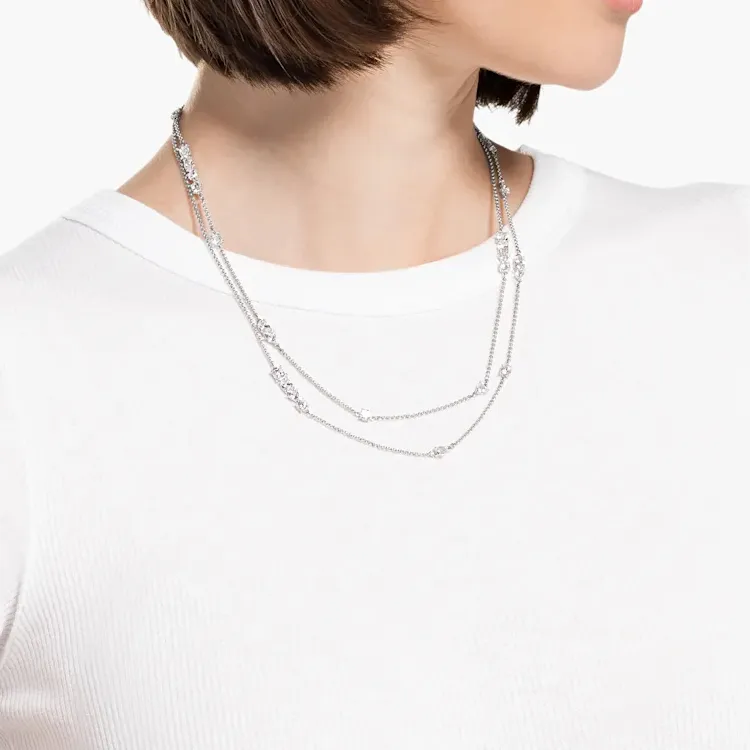 Swarovski Tennis Deluxe Necklaces Women's Silver-2