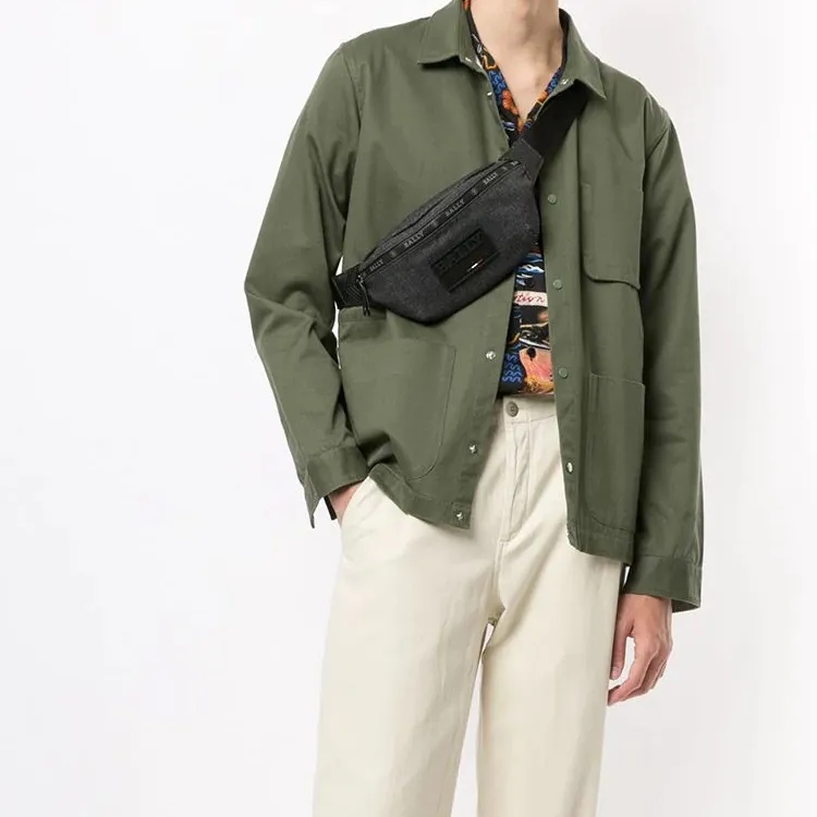 BALLY Nylon Fabric Fanny Pack Men's Black-3